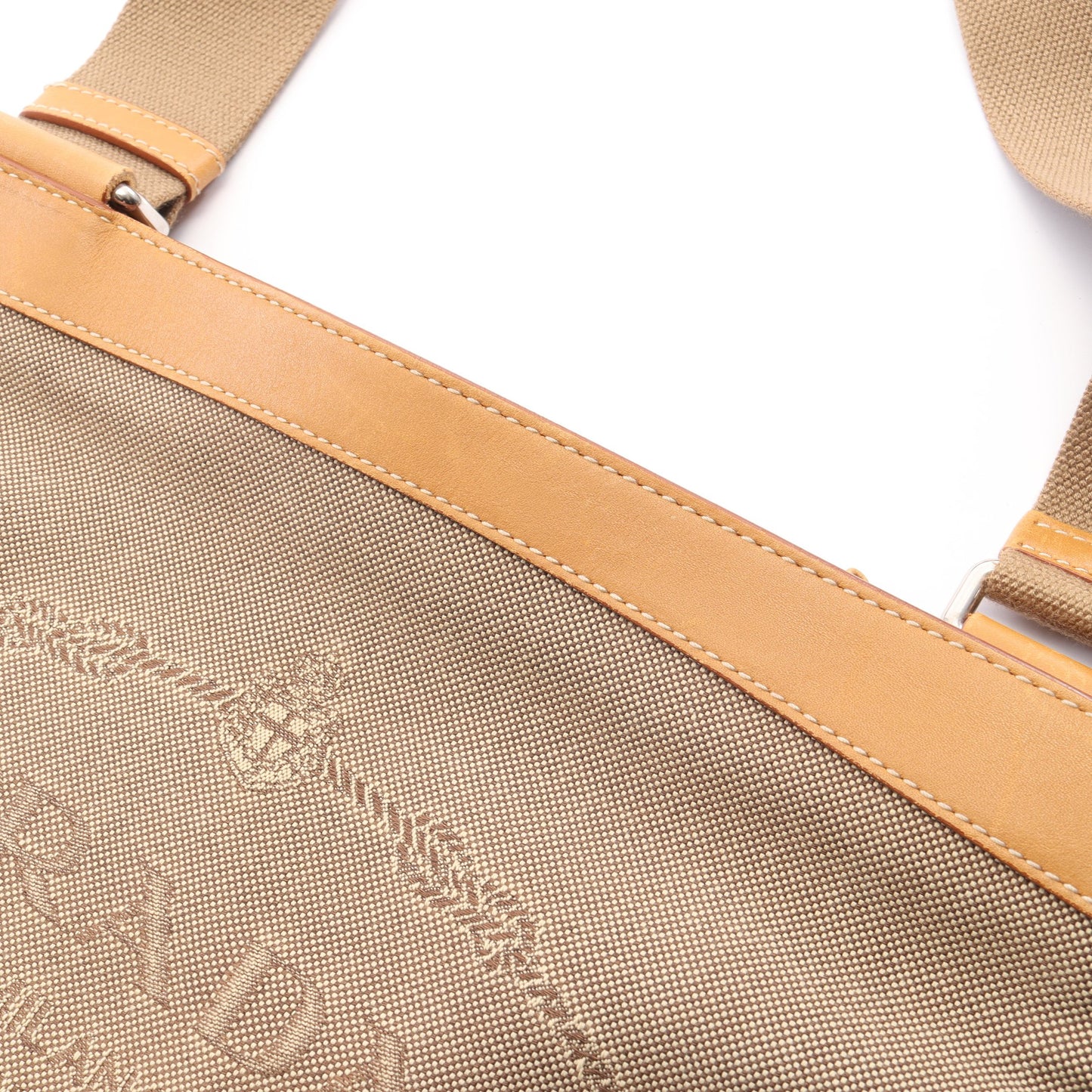 LOGO JACQUARD ロゴジャガード ショルダーバッグ キャンバス レザー ベージュ ライトブラウン プラダ