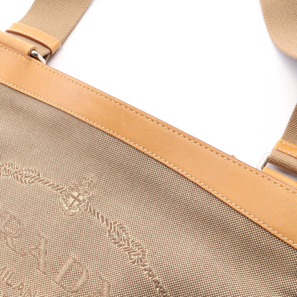 LOGO JACQUARD ロゴジャガード ショルダーバッグ キャンバス レザー ベージュ ライトブラウン プラダ