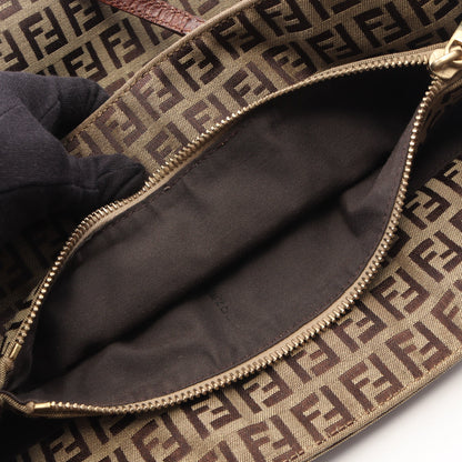 ズッキーノ ハンドバッグ トートバッグ キャンバス レザー ベージュ ダークブラウン フェンディ バッグ FENDI