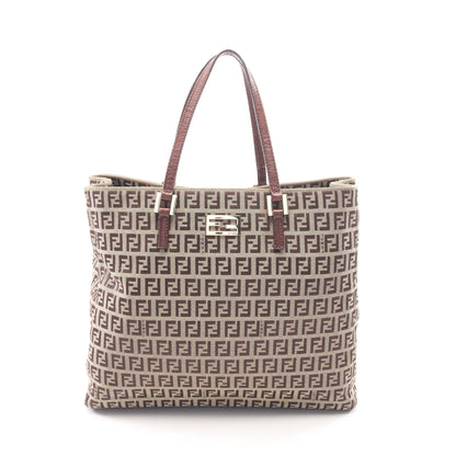 ズッキーノ ハンドバッグ トートバッグ キャンバス レザー ベージュ ダークブラウン フェンディ バッグ FENDI