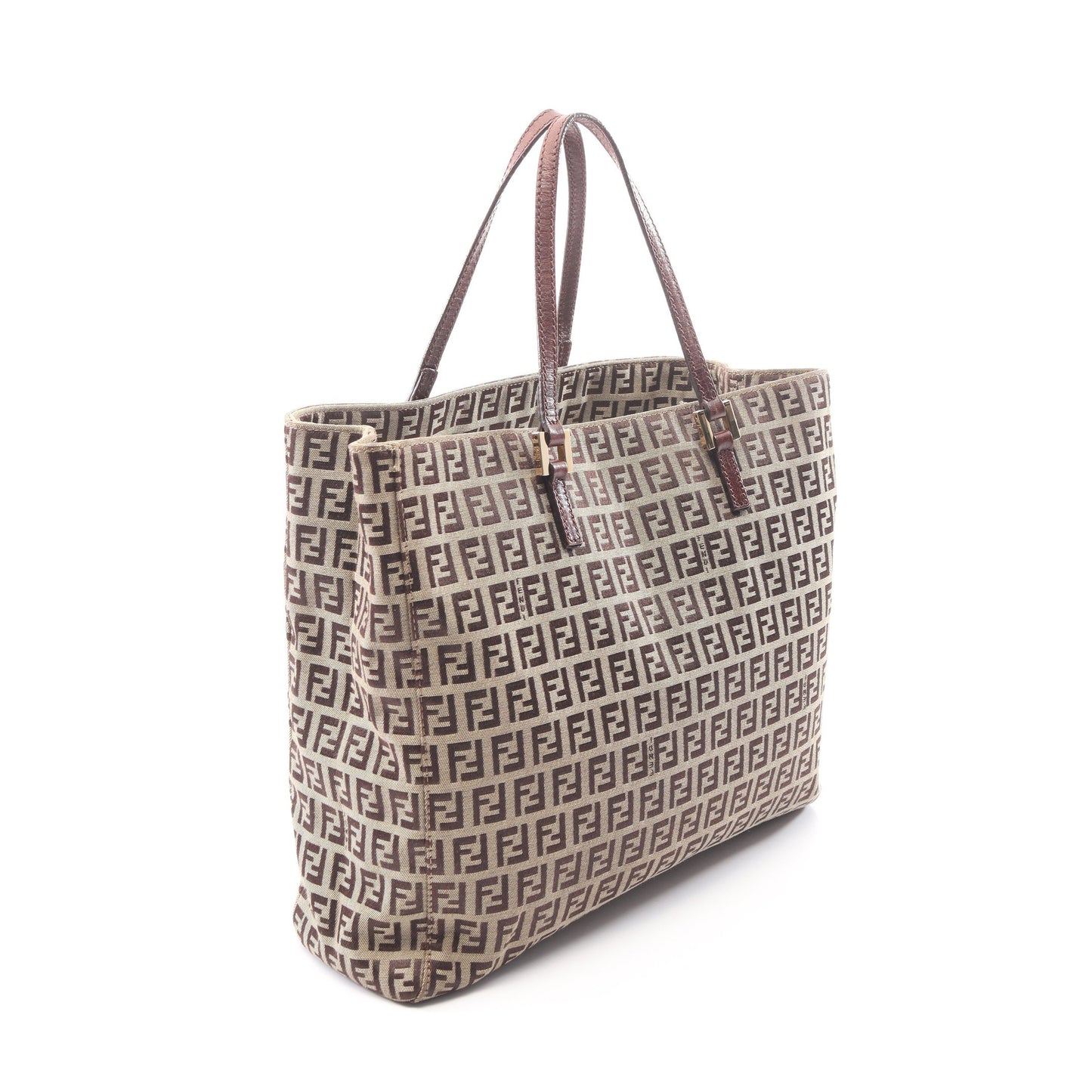 ズッキーノ ハンドバッグ トートバッグ キャンバス レザー ベージュ ダークブラウン フェンディ バッグ FENDI