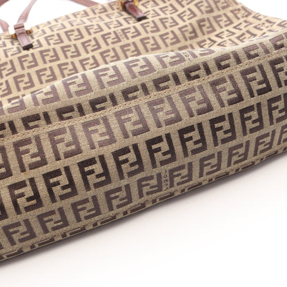 ズッキーノ ハンドバッグ トートバッグ キャンバス レザー ベージュ ダークブラウン フェンディ バッグ FENDI
