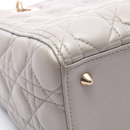 LADY DIOR レディディオール 2WAY ハンドバッグ レザー シルバー クリスチャンディオール