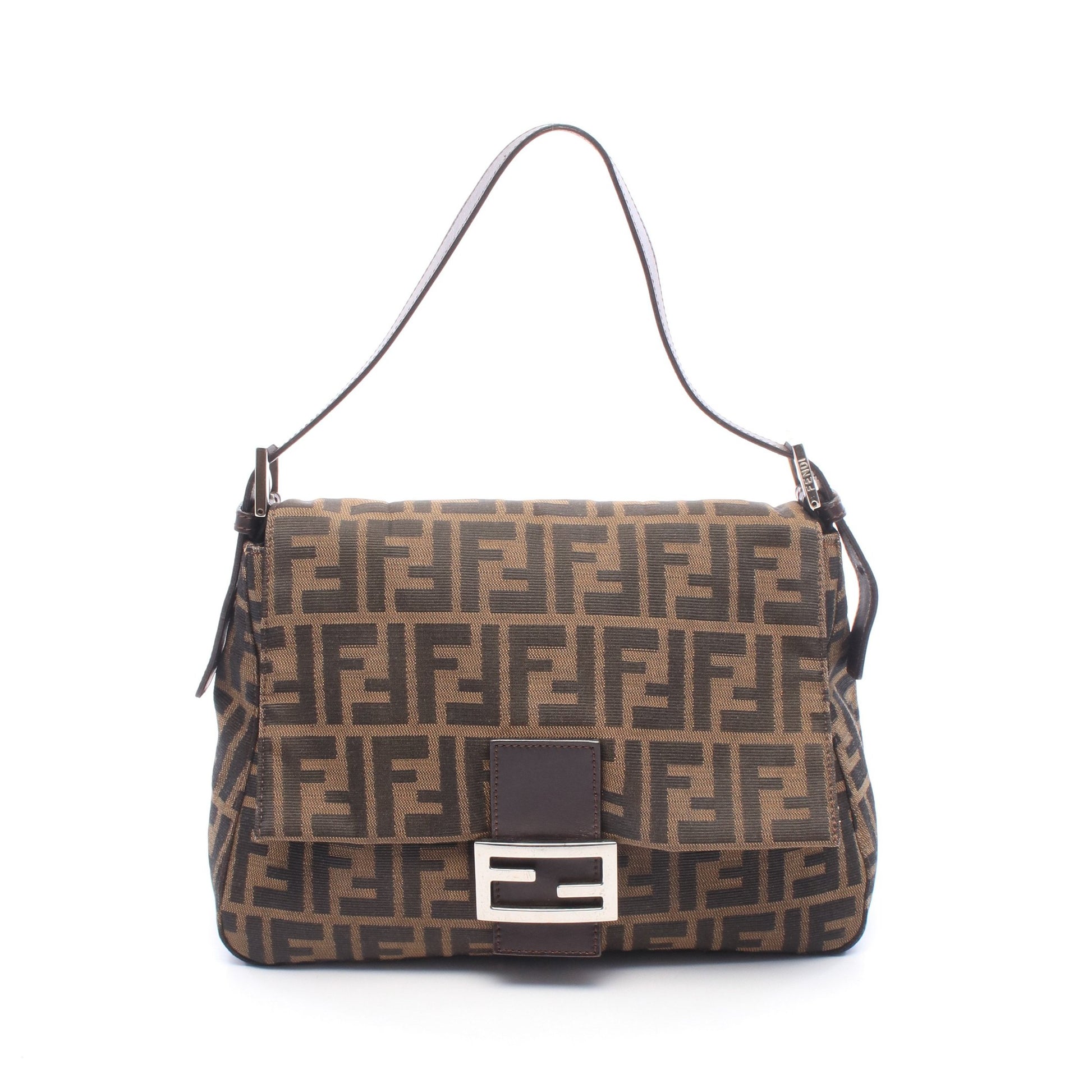 マンマバケット ズッカ ワンショルダーバッグ キャンバス レザー ブラウン ブラック フェンディ バッグ FENDI