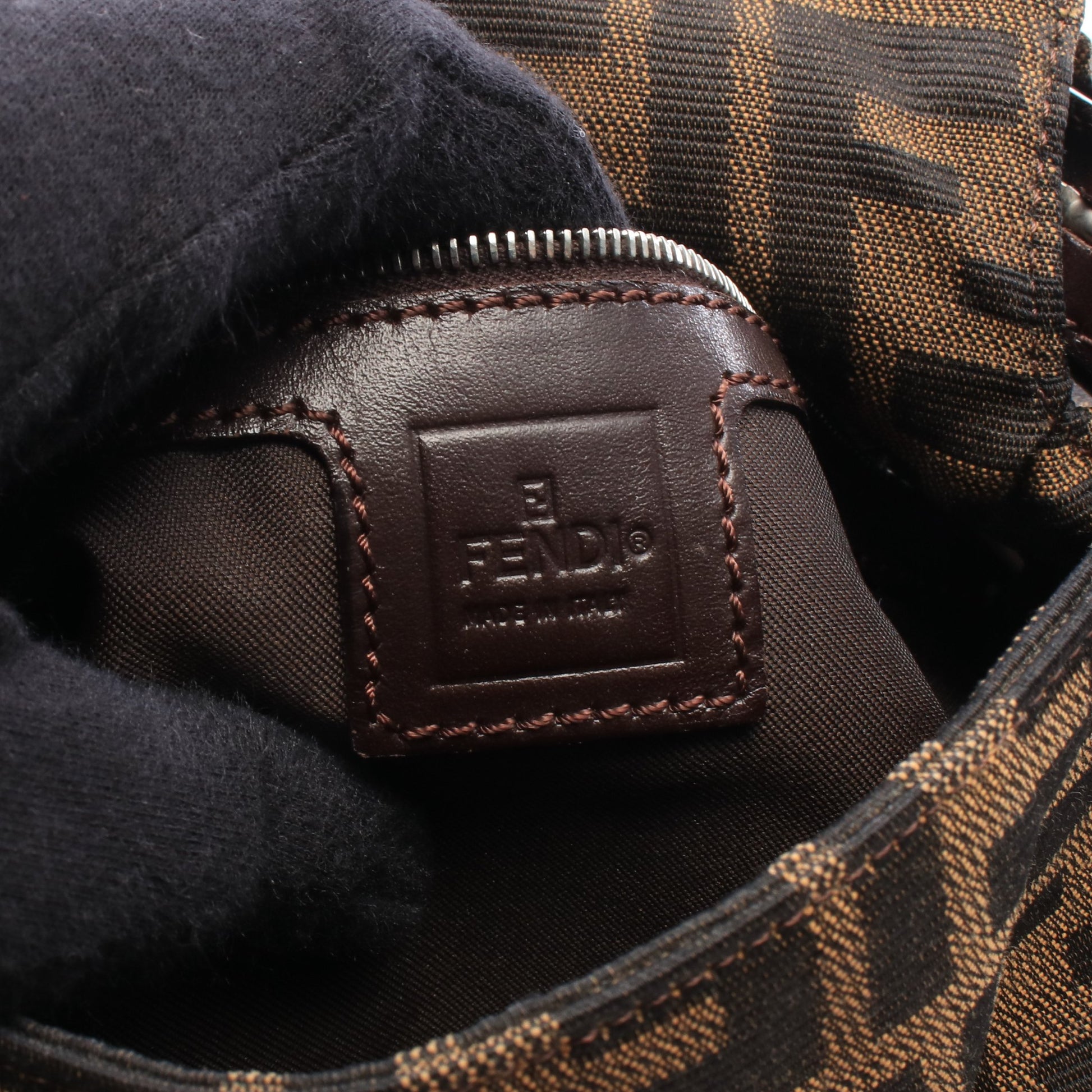 マンマバケット ズッカ ワンショルダーバッグ キャンバス レザー ブラウン ブラック フェンディ バッグ FENDI