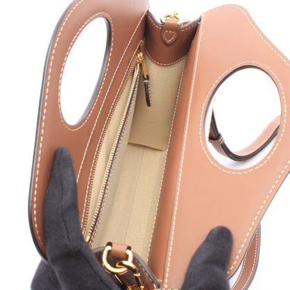 ミニポケットバッグ 2WAY ハンドバッグ キャンバス レザー アイボリー ブラウン バーバリー バッグ BURBERRY