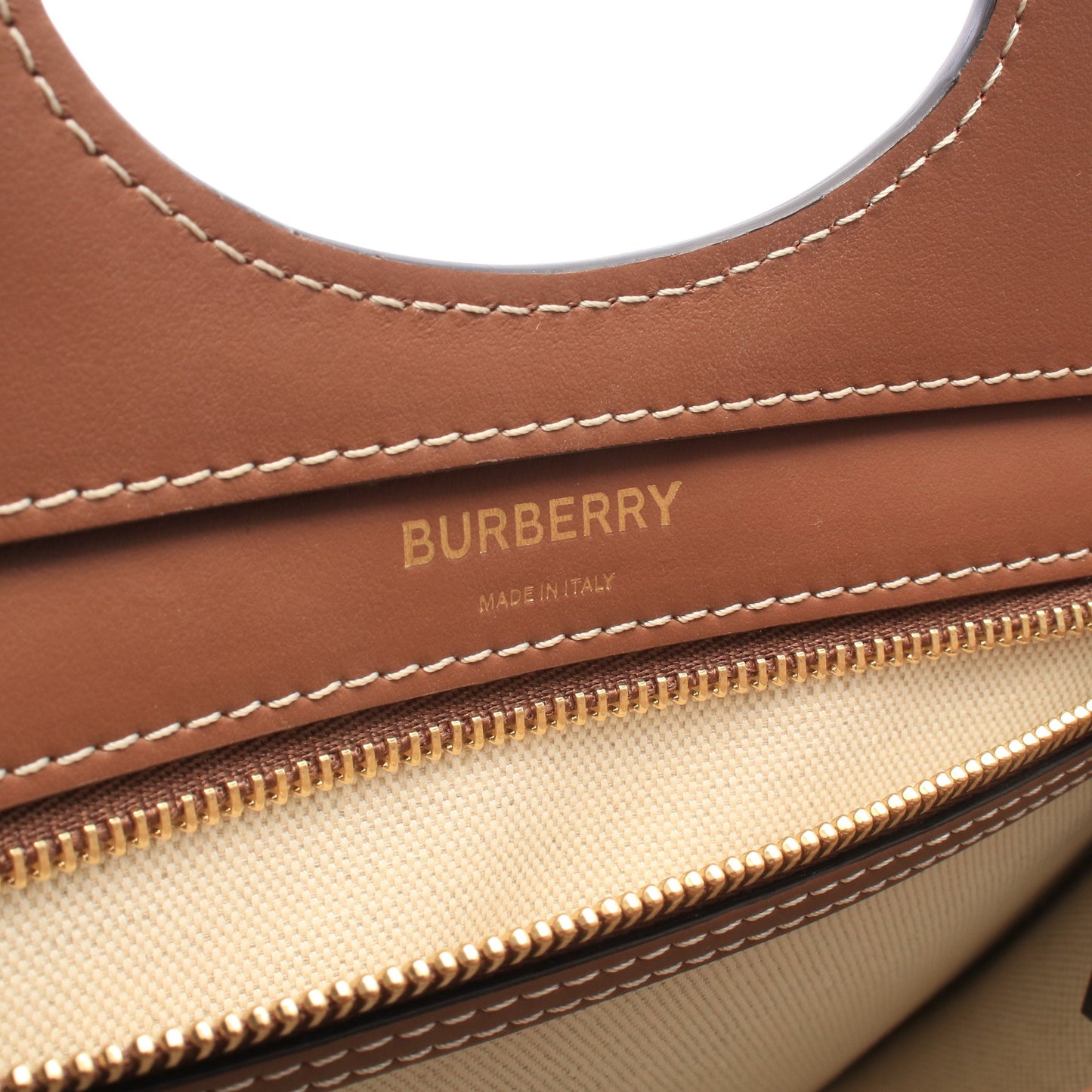 ミニポケットバッグ 2WAY ハンドバッグ キャンバス レザー アイボリー ブラウン バーバリー バッグ BURBERRY