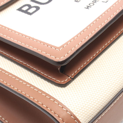 ミニポケットバッグ 2WAY ハンドバッグ キャンバス レザー アイボリー ブラウン バーバリー バッグ BURBERRY