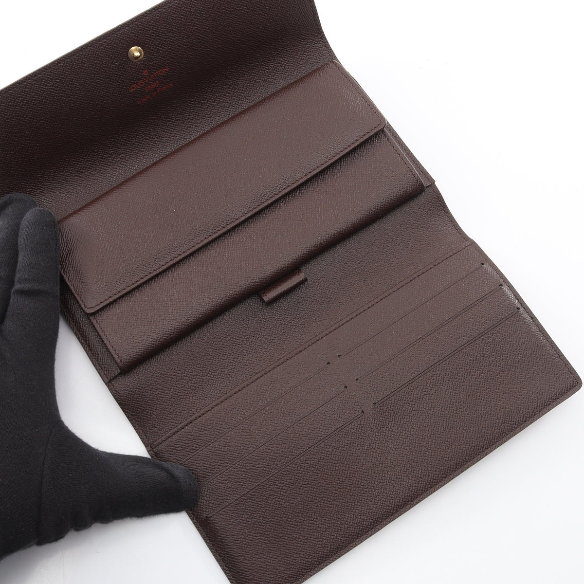 ポルトフォイユ インターナショナル ダミエエベヌ 三つ折り長財布 PVC レザー ブラウン ルイヴィトン 財布・小物 LOUIS VUITTON