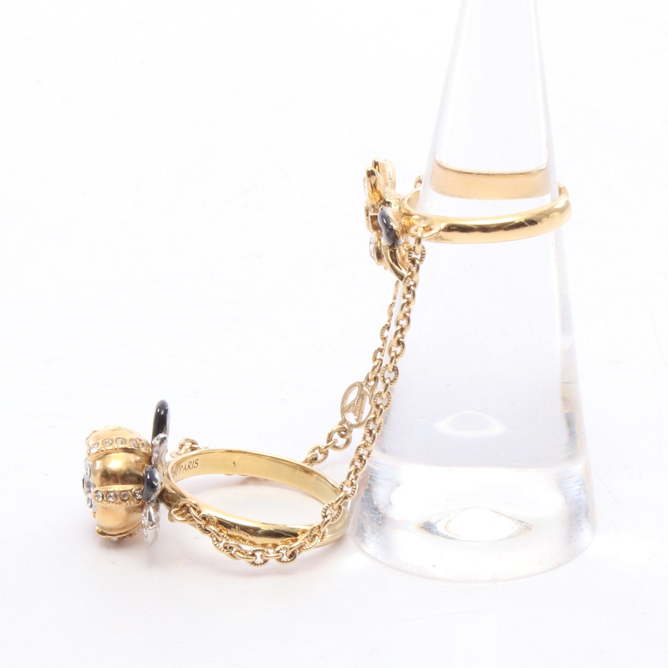 LVウィンザー フルール リング 指輪 GP ラインストーン ゴールド