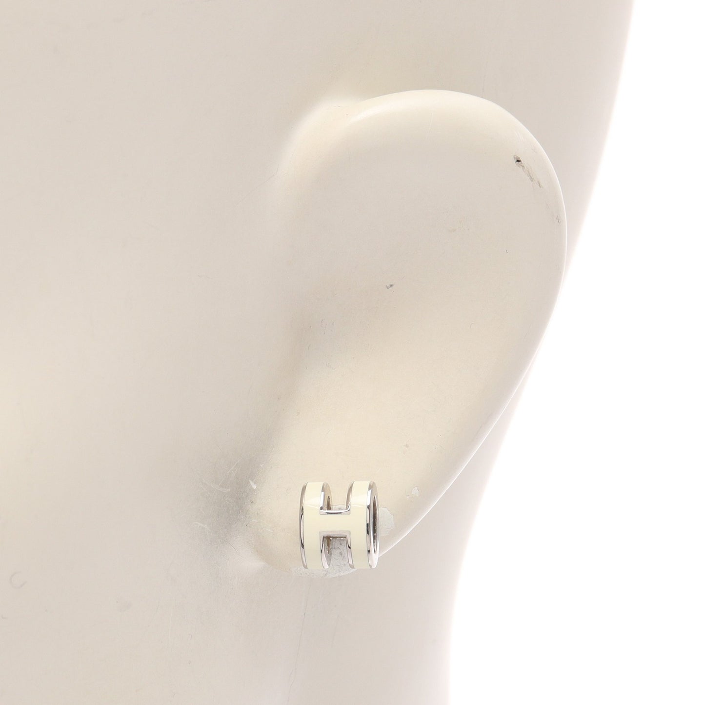 MINI POP H ミニポップアッシュ ピアス シルバー オフホワイト エルメス
