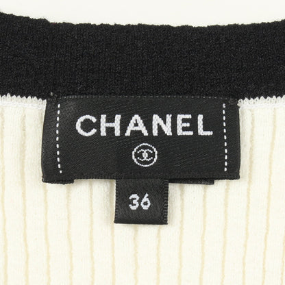 ココマーク 半袖 リブ ニット コットン ナイロン オフホワイト ブラック シャネル トップス CHANEL
