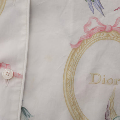 総柄 オープンカラー 半袖 シャツワンピース コットン ホワイト マルチカラー クリスチャンディオール ワンピース Christian Dior