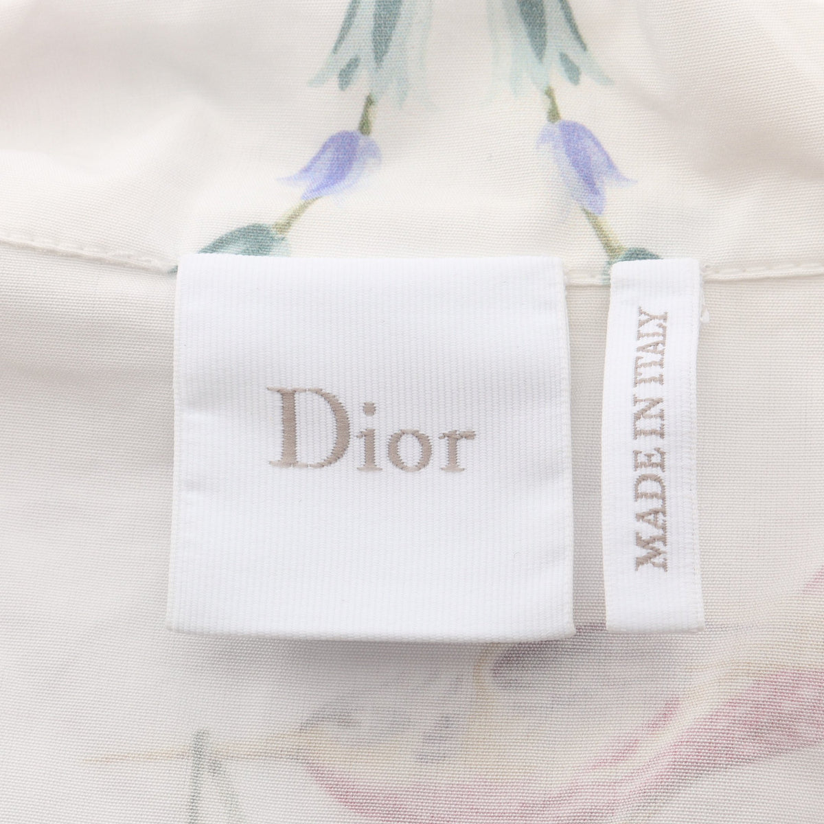 総柄 オープンカラー 半袖 シャツワンピース コットン ホワイト マルチカラー クリスチャンディオール ワンピース Christian Dior