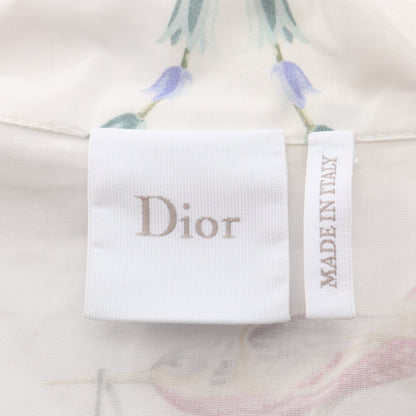 総柄 オープンカラー 半袖 シャツワンピース コットン ホワイト マルチカラー クリスチャンディオール ワンピース Christian Dior