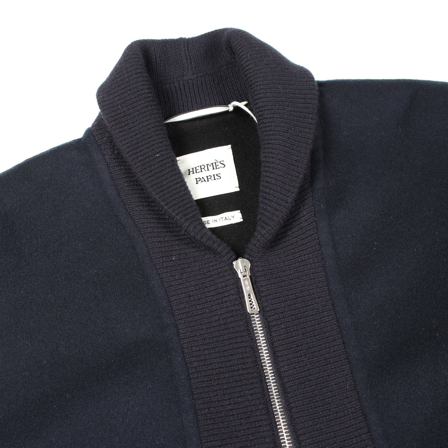 ジップアップ ニット ジャケット カシミヤ ダークネイビー エルメス