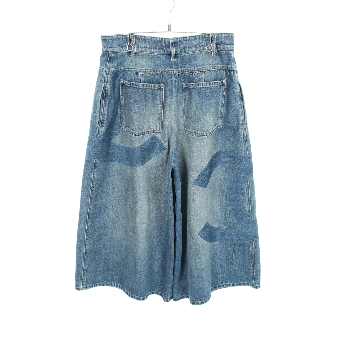 ココマーク デニム ワイドパンツ コットン ブルー シャネル