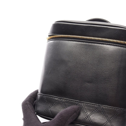 ビコローレ バニティバッグ ハンドバッグ レザー ブラック ゴールド金具 シャネル