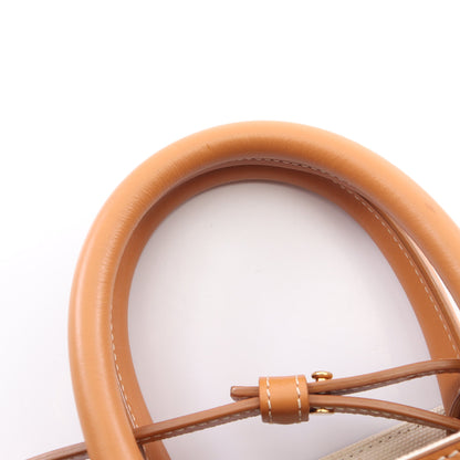 ミニ バーティカルカバ 2WAY ハンドバッグ キャンバス レザー アイボリー ライトブラウン セリーヌ