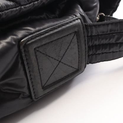コココクーン スモール メッセンジャー ショルダーバッグ ナイロン レザー ブラック シルバー金具 シャネル