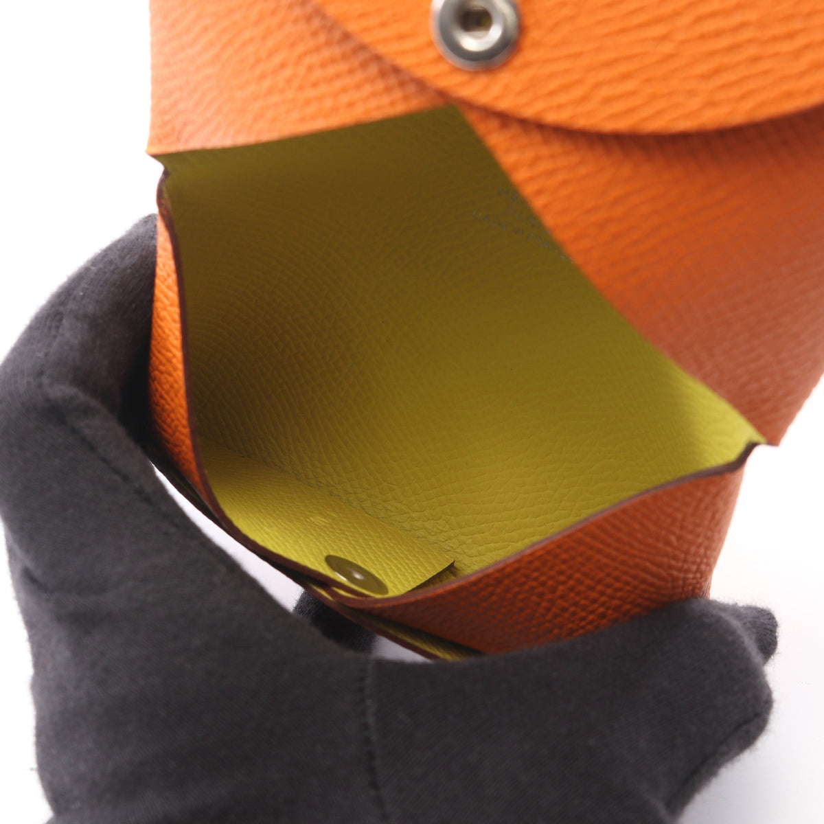 カルヴィ ヴェルソ ライム コインケース ヴォーエプソン オレンジ シルバー金具 B刻印 エルメス 財布・小物 HERMES