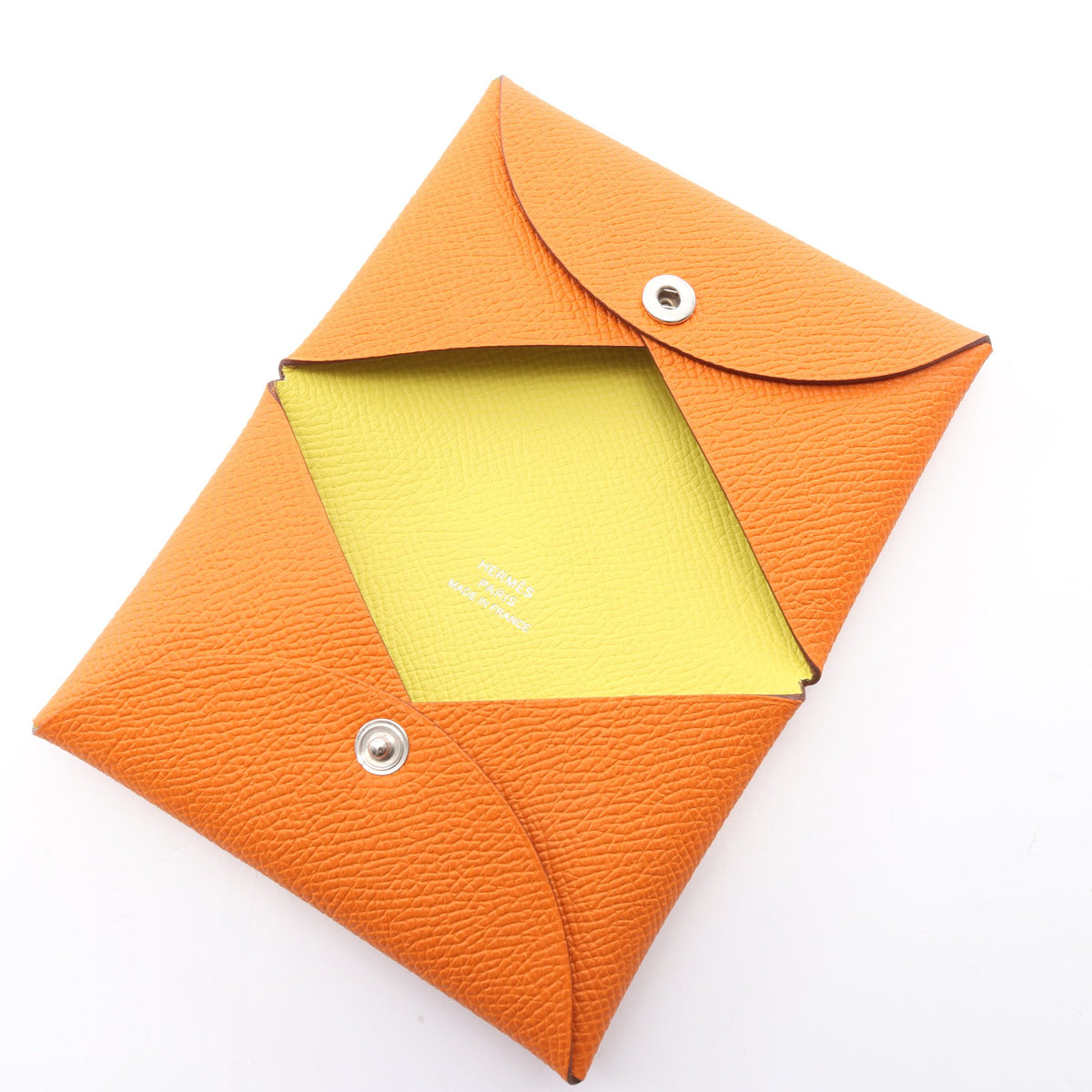 カルヴィ ヴェルソ ライム コインケース ヴォーエプソン オレンジ シルバー金具 B刻印 エルメス 財布・小物 HERMES
