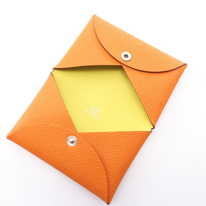 カルヴィ ヴェルソ ライム コインケース ヴォーエプソン オレンジ シルバー金具 B刻印 エルメス 財布・小物 HERMES