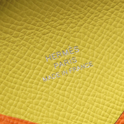 カルヴィ ヴェルソ ライム コインケース ヴォーエプソン オレンジ シルバー金具 B刻印 エルメス 財布・小物 HERMES