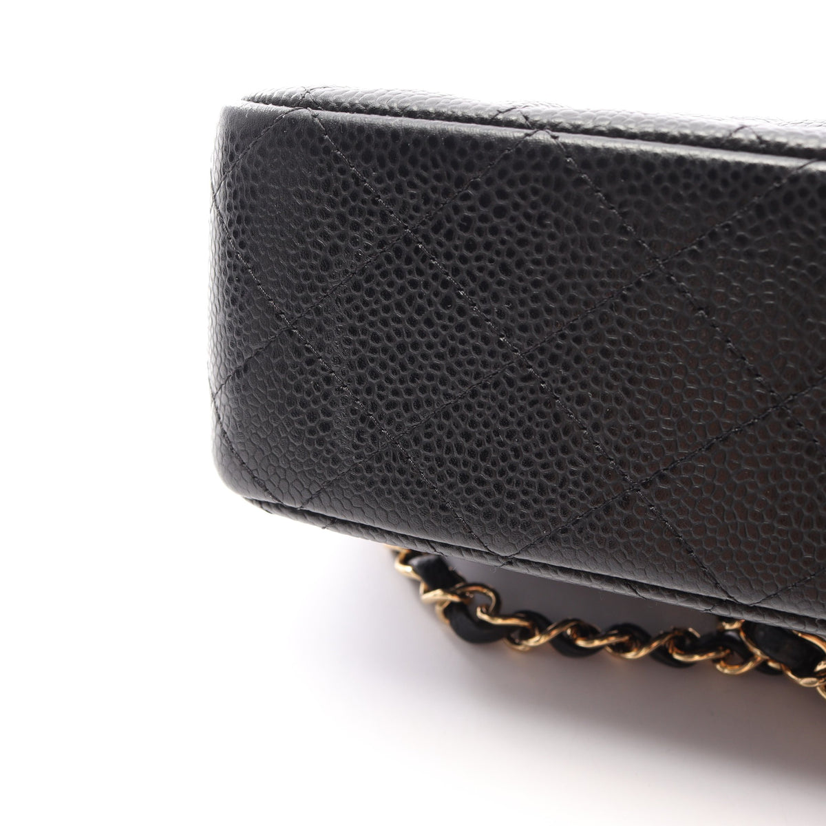 マトラッセ Wフラップ Wチェーンショルダーバッグ キャビアスキン ブラック ゴールド金具 シャネル バッグ CHANEL