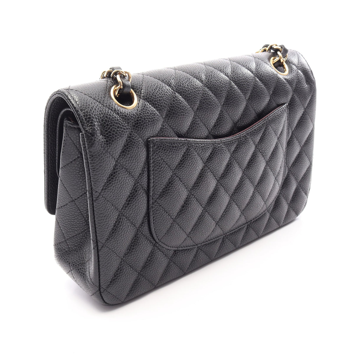 マトラッセ Wフラップ Wチェーンショルダーバッグ キャビアスキン ブラック ゴールド金具 シャネル バッグ CHANEL