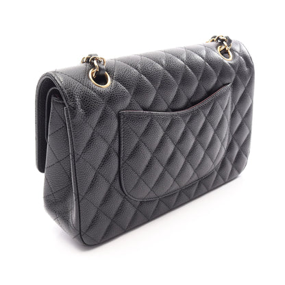 マトラッセ Wフラップ Wチェーンショルダーバッグ キャビアスキン ブラック ゴールド金具 シャネル バッグ CHANEL