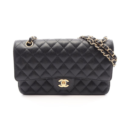 マトラッセ Wフラップ Wチェーンショルダーバッグ キャビアスキン ブラック ゴールド金具 シャネル バッグ CHANEL