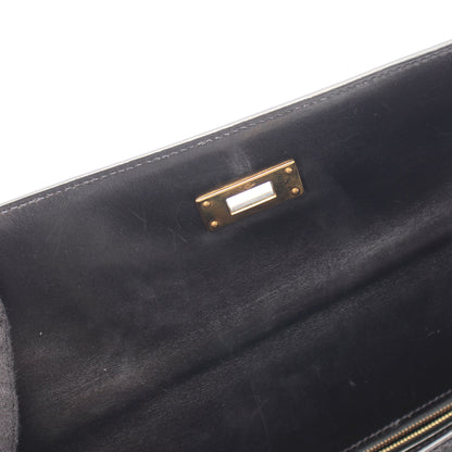 ケリー32 2WAY 外縫い ハンドバッグ ボックスカーフ ブラック ゴールド金具 ○X刻印 エルメス