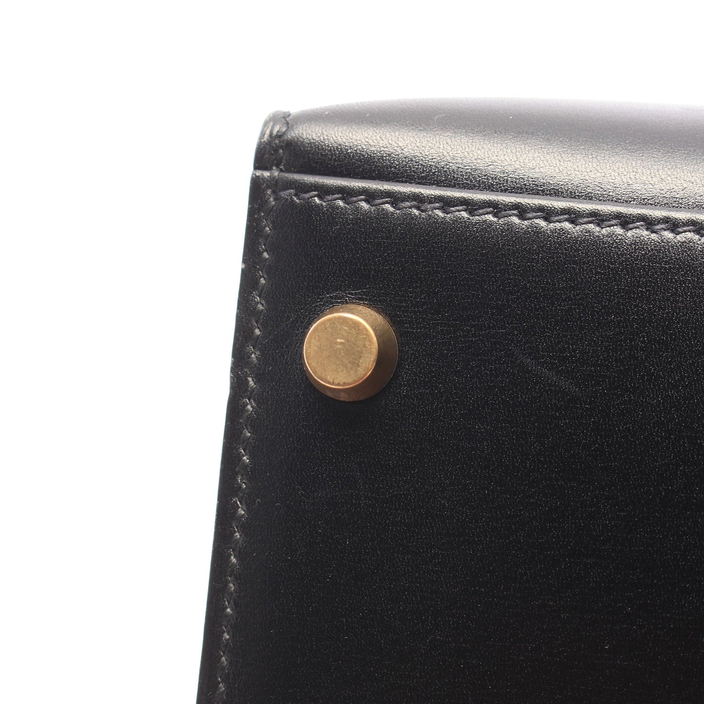 ケリー32 2WAY 外縫い ハンドバッグ ボックスカーフ ブラック ゴールド金具 ○X刻印 エルメス