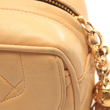 マトラッセ タッセル チェーンショルダーバッグ ラムスキン ベージュ ゴールド金具 シャネル