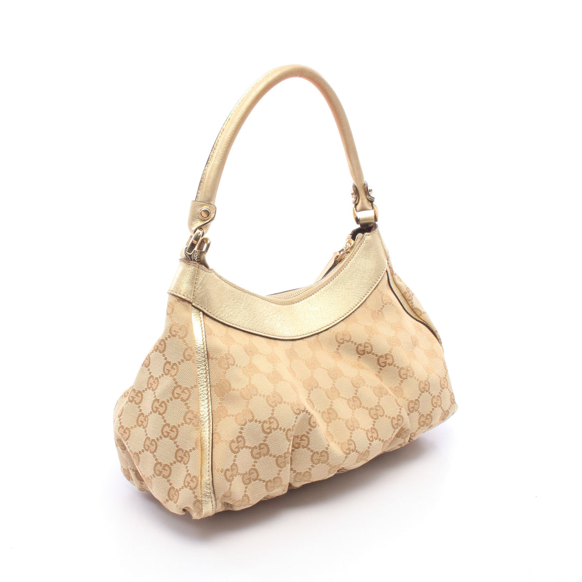 アビー GGキャンバス ワンショルダーバッグ キャンバス レザー ベージュ ゴールド グッチ バッグ GUCCI