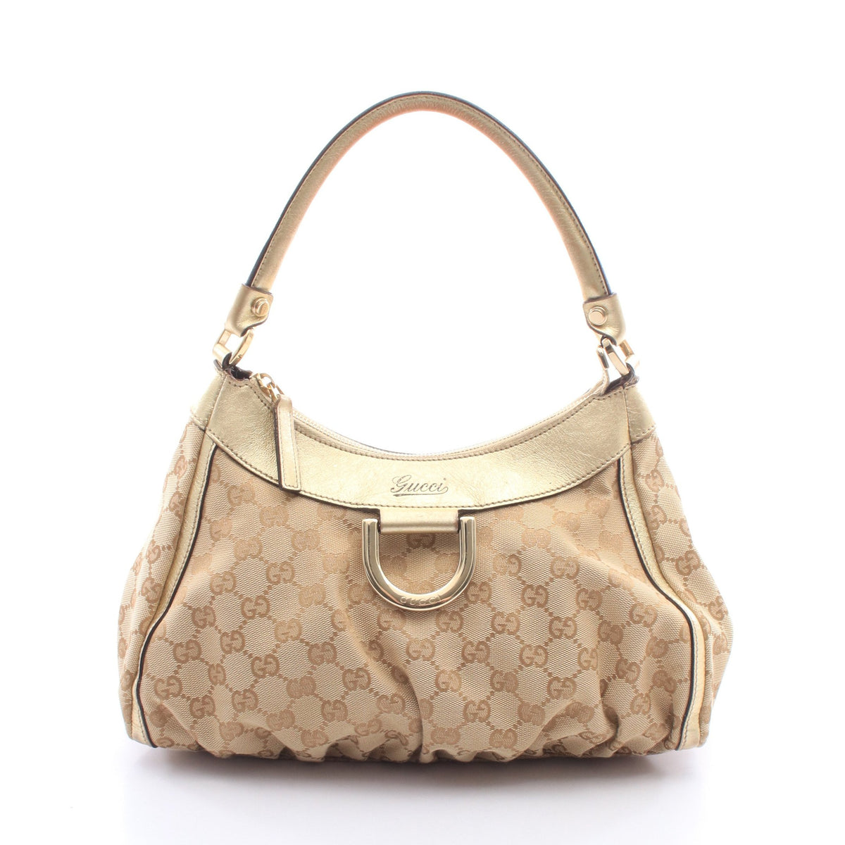 アビー GGキャンバス ワンショルダーバッグ キャンバス レザー ベージュ ゴールド グッチ バッグ GUCCI