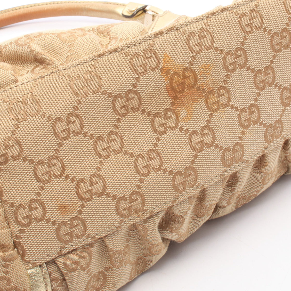 アビー GGキャンバス ワンショルダーバッグ キャンバス レザー ベージュ ゴールド グッチ バッグ GUCCI