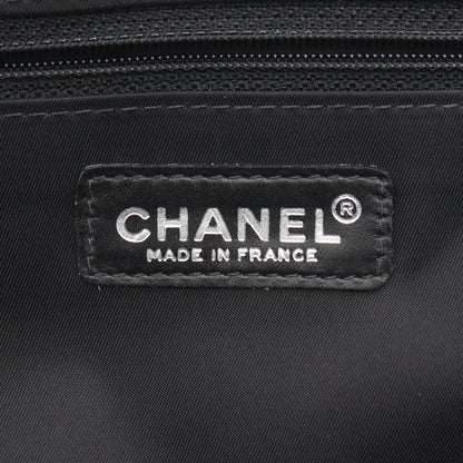 ニュートラベルラインMM ハンドバッグ トートバッグ ナイロンキャンバス レザー ブラック ブラック金具 シャネル