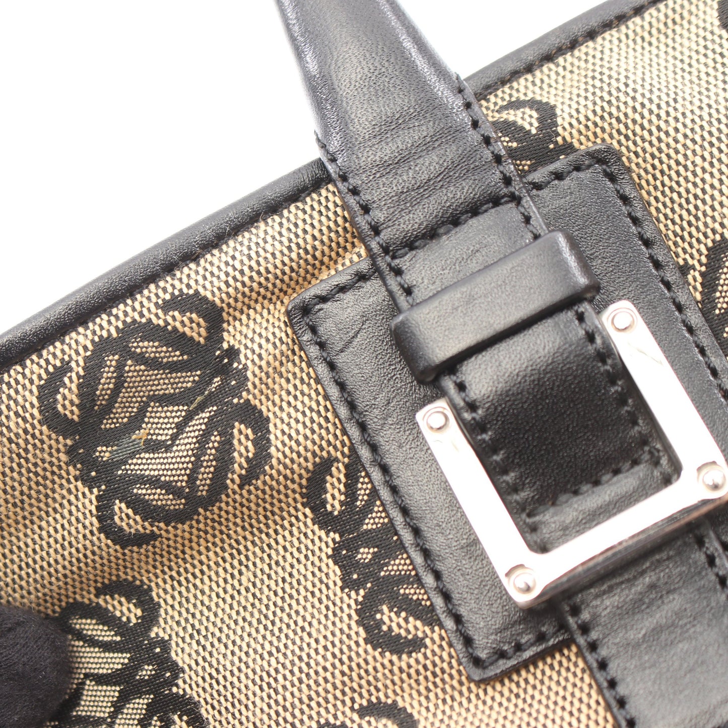 アナグラム ハンドバッグ トートバッグ キャンバス レザー ベージュ ブラック ロエベ バッグ LOEWE