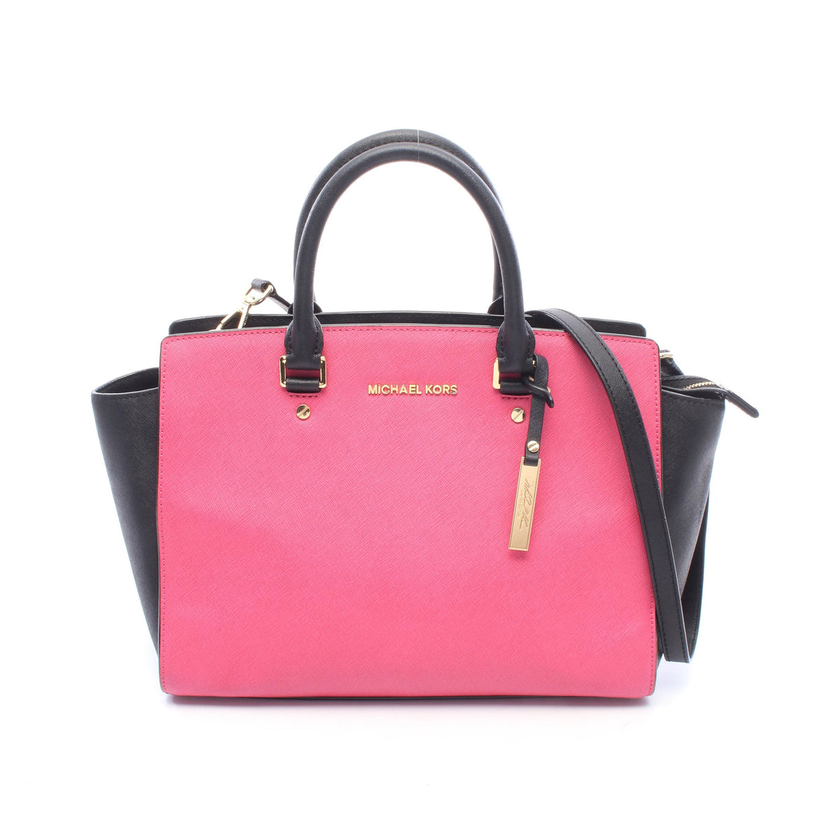 2WAY ハンドバッグ トートバッグ レザー ピンク ブラック マイケルコース バッグ MICHAEL KORS