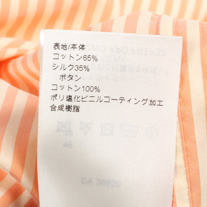 ロゴ刺繍 ストライプ 長袖 シャツ コットン シルク オレンジ ホワイト ルイヴィトン