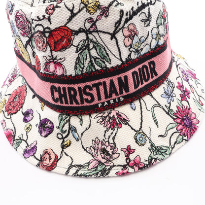 D-Bobby バケットハット フロリレージョ 刺繍 帽子 コットン ホワイト マルチカラー クリスチャンディオール 財布・小物 Christian Dior