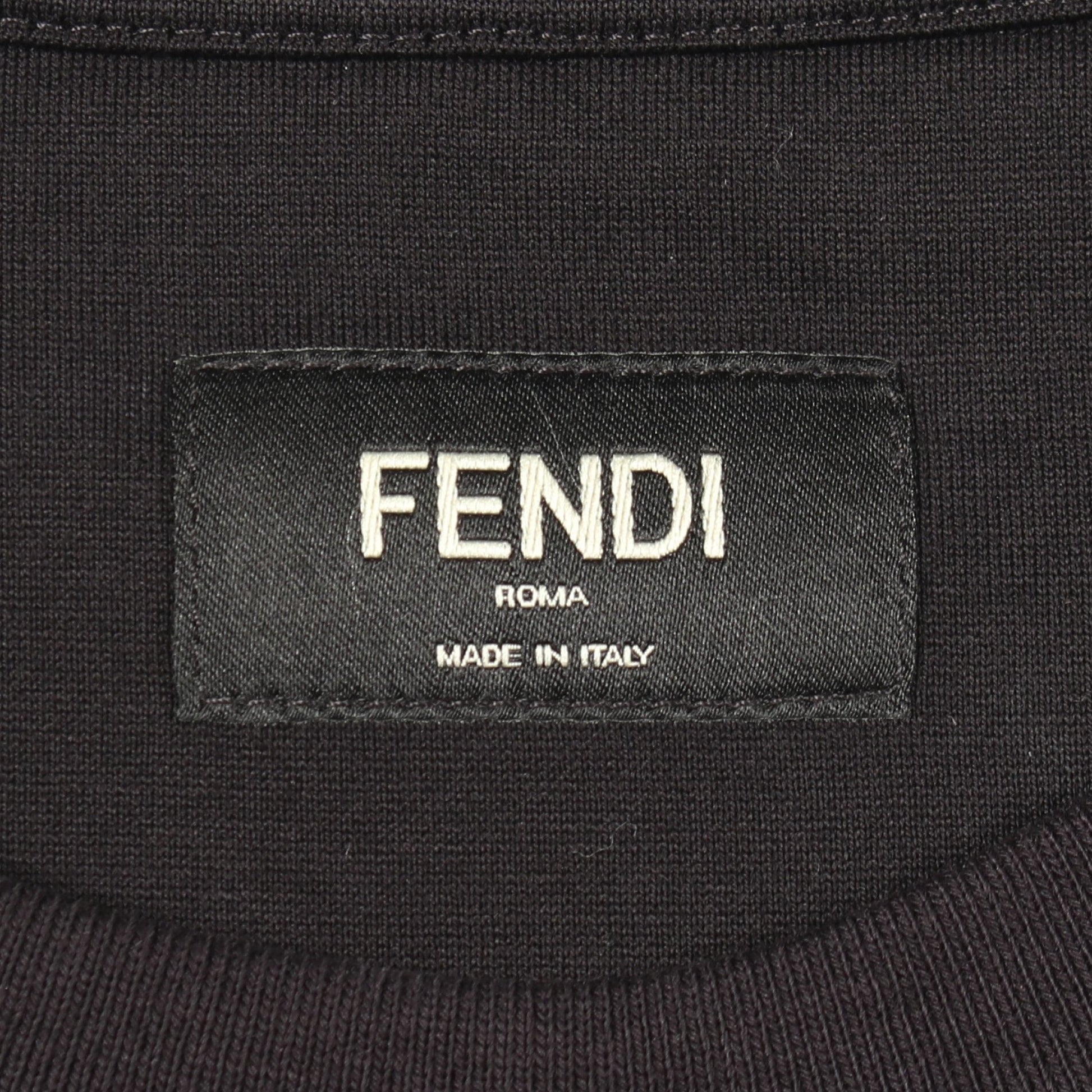 ズッカ ジップポケット付き 半袖Tシャツ コットン ブラック グレー フェンディ トップス FENDI