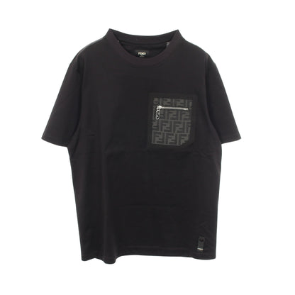 ズッカ ジップポケット付き 半袖Tシャツ コットン ブラック グレー フェンディ トップス FENDI