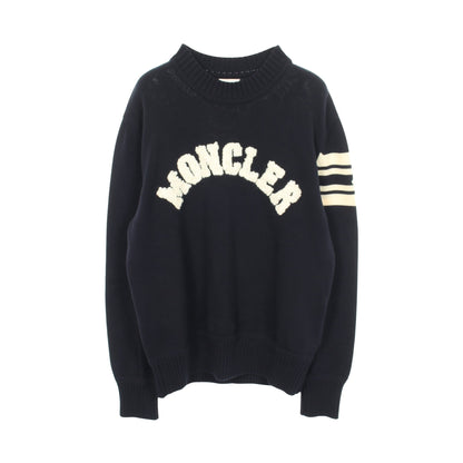 ロゴ ニット クルーネック コットン ネイビー モンクレール トップス MONCLER