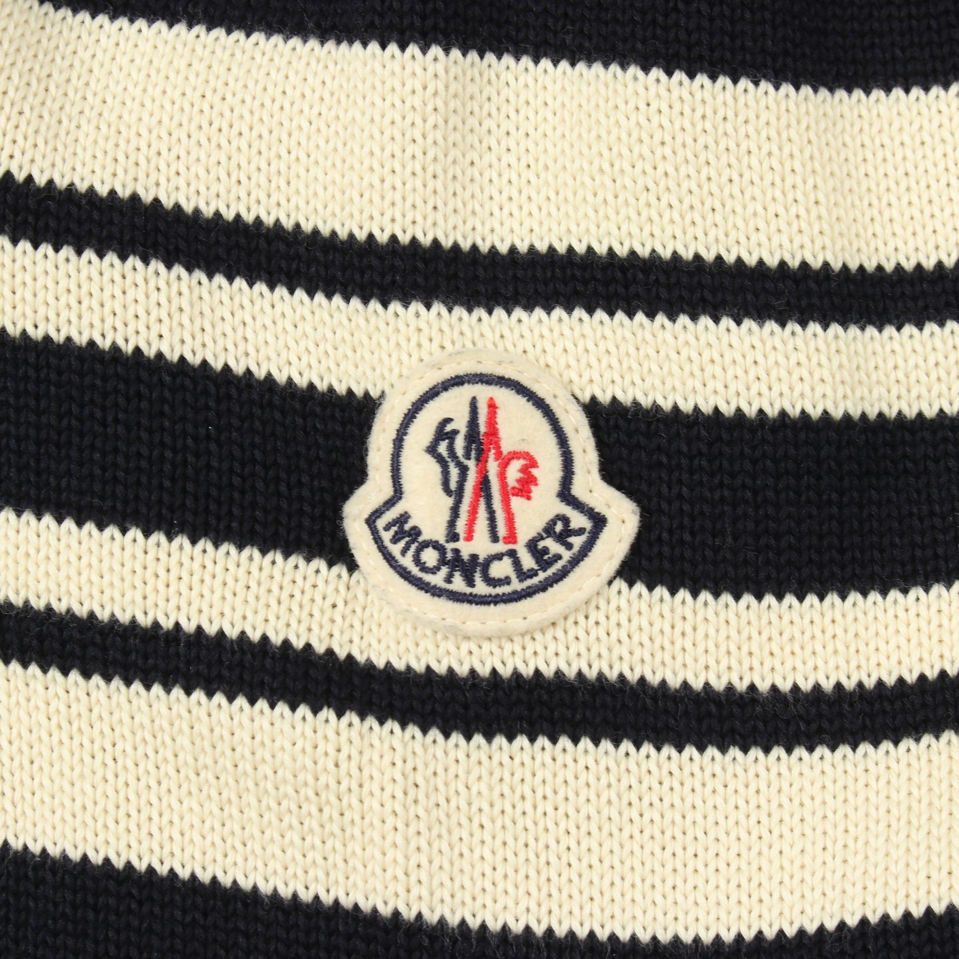 ロゴ ニット クルーネック コットン ネイビー モンクレール トップス MONCLER