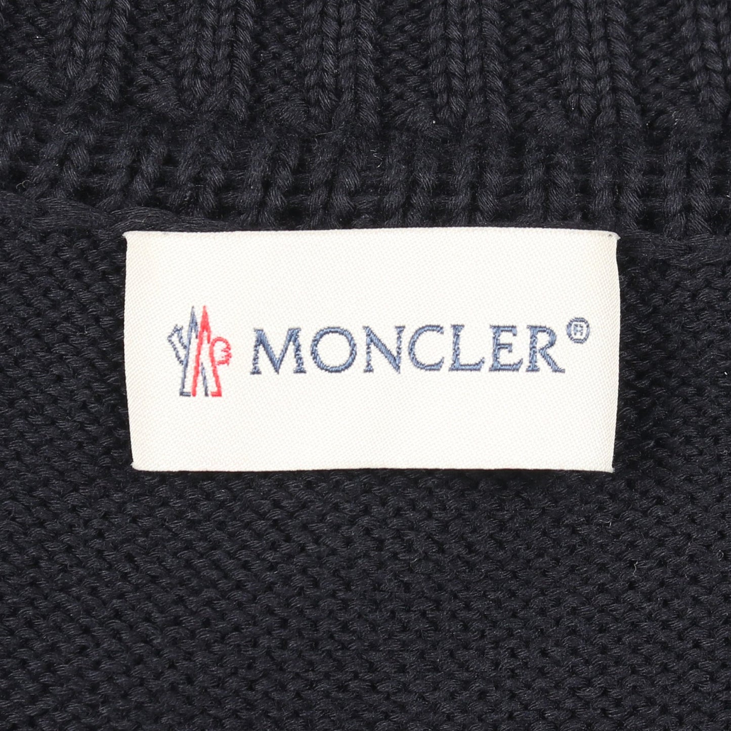 ロゴ ニット クルーネック コットン ネイビー モンクレール トップス MONCLER
