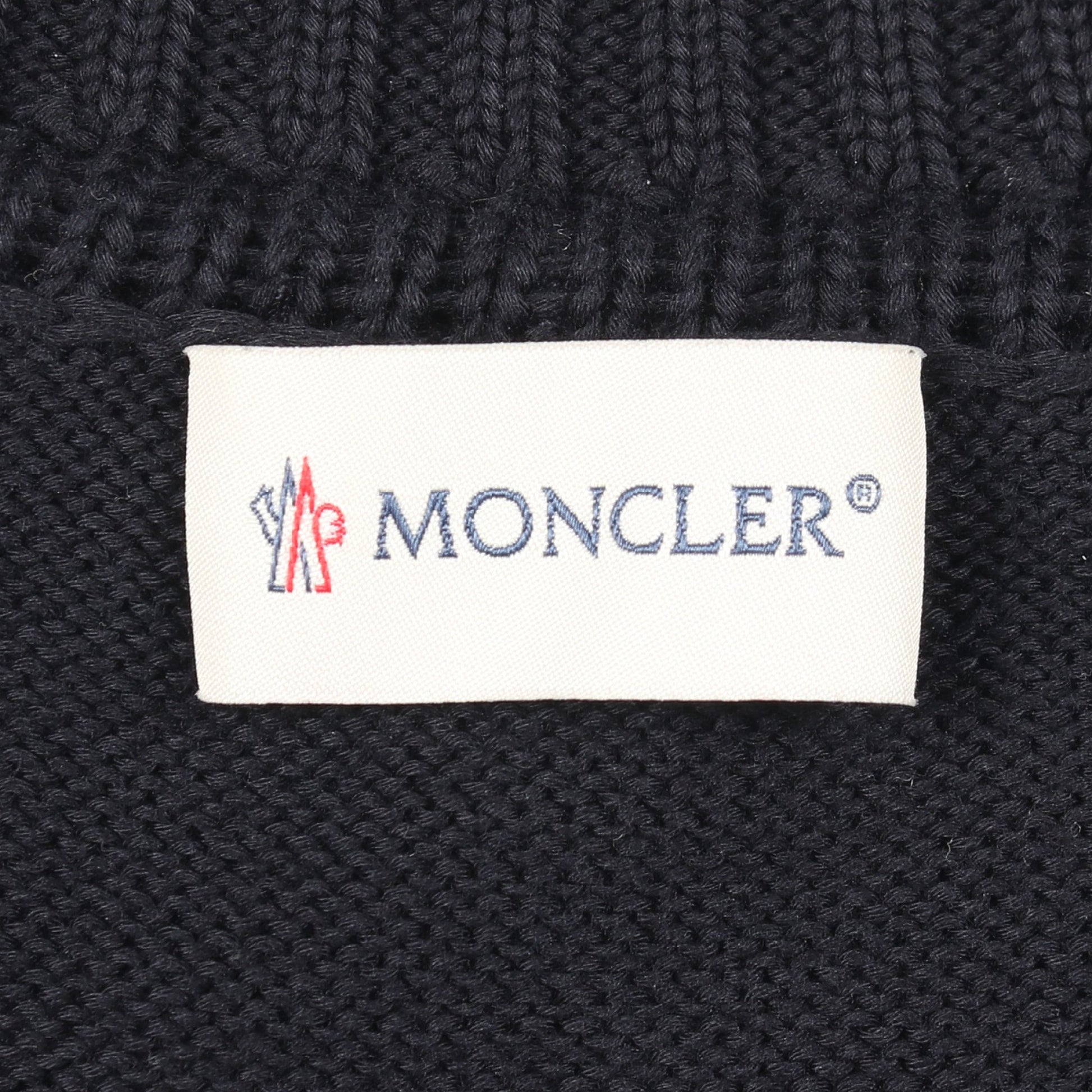 ロゴ ニット クルーネック コットン ネイビー モンクレール トップス MONCLER