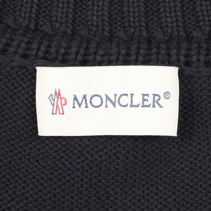 ロゴ ニット クルーネック コットン ネイビー モンクレール トップス MONCLER